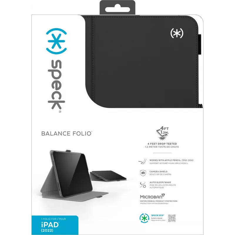 Etui Speck Balance Folio Apple iPad 10.9 (2022) czarne - z Microban