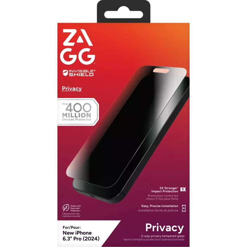 InvisibleShield Glass Elite Privacy Apple iPhone 16 Pro Screen