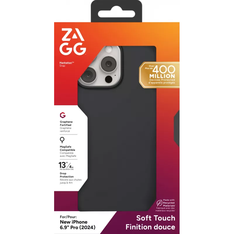 ZAGG Cases Manhattan Snap Apple iPhone 16 Pro Max Czarny, Cover, Apple, iPhone 16 Pro Max, 17.5 cm (6.9 inch), Czarny