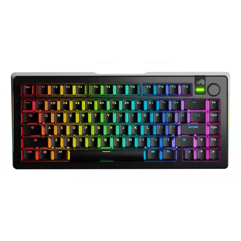 Glorious Gaming GMMK 3 PRO 75% Prebuilt Wireless Czarny - US, przewodowa i bezprzewodowa, USB + RF bezprzewodowo + Bluetooth, mechaniczna, QWERTY, podświetlenie RGB LED, czarna