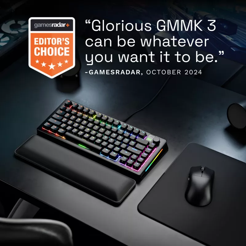 Glorious Gaming GMMK 3 PRO 75% Prebuilt Wired Czarny - FR, Przewodowa, USB, Mechaniczna, AZERTY, RGB LED, Czarna