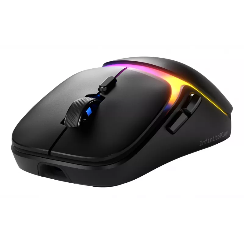 Mysz gamingowa Glorious Gaming Model O3 Wireless - system wymiennych baterii InfinitePlay, polling 8k, przełączniki optyczne o wytrzymałości 130 mln kliknięć, ultra lekka 66 g, sensor optyczny 30 000 DPI, RGB - czarna
