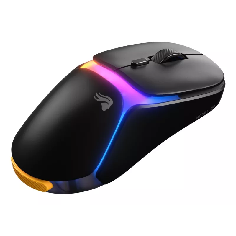 Mysz gamingowa Glorious Gaming Model O3 Wireless - system wymiennych baterii InfinitePlay, polling 8k, przełączniki optyczne o wytrzymałości 130 mln kliknięć, ultra lekka 66 g, sensor optyczny 30 000 DPI, RGB - czarna