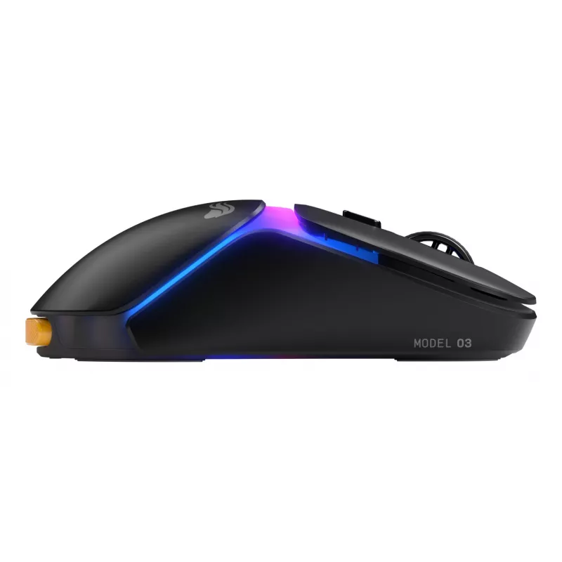 Mysz gamingowa Glorious Gaming Model O3 Wireless - system wymiennych baterii InfinitePlay, polling 8k, przełączniki optyczne o wytrzymałości 130 mln kliknięć, ultra lekka 66 g, sensor optyczny 30 000 DPI, RGB - czarna