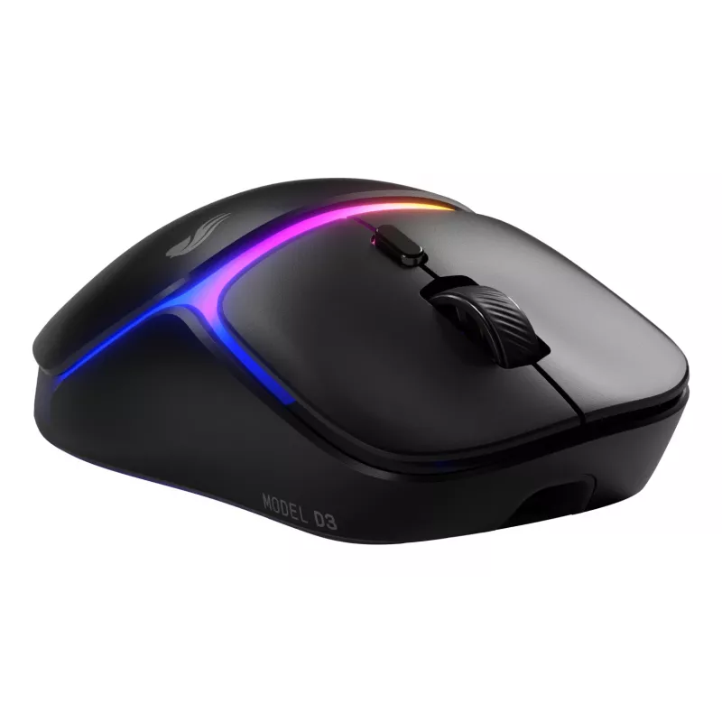 Glorious Gaming Model D3 Bezprzewodowa mysz gamingowa - System wymiennych baterii InfinitePlay, Polling 8 kHz, Przełączniki optyczne o wytrzymałości 130 mln kliknięć, Ultralekka 69 g, Sensor optyczny 30 000 DPI, RGB - Czarna