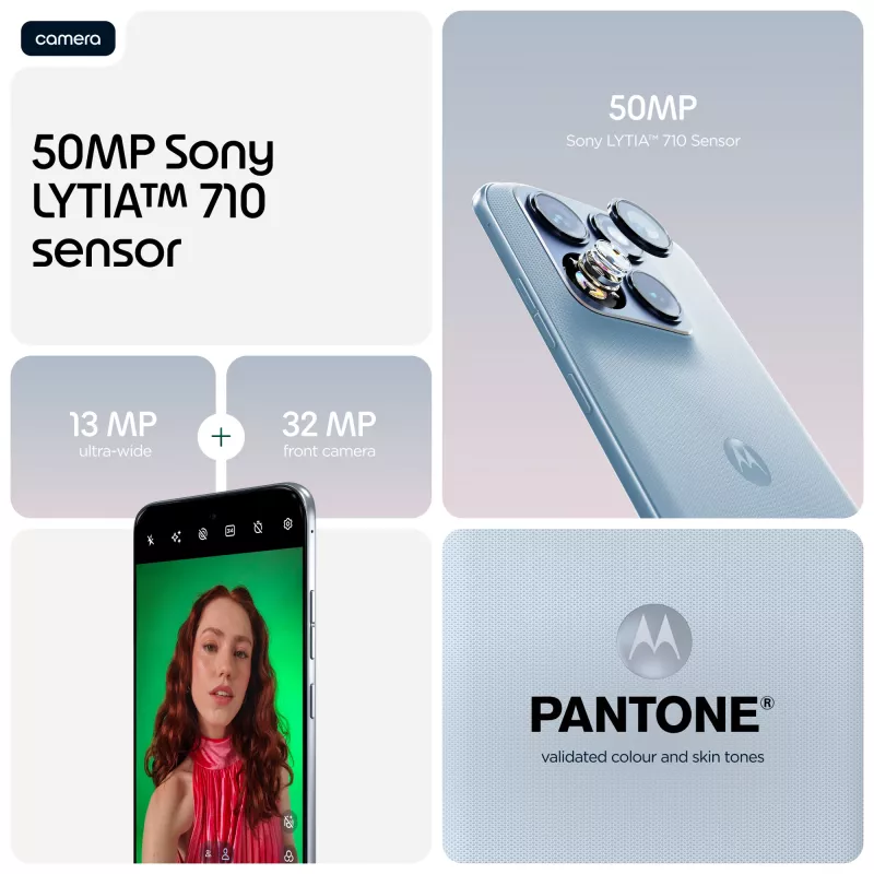 Smartfon Motorola edge 70 fusion — 6,78 cala (17,2 cm) OLED, Snapdragon 7s Gen 3, 12 GB RAM, 256 GB, Dual SIM, 7000 mAh, jasnoniebieski