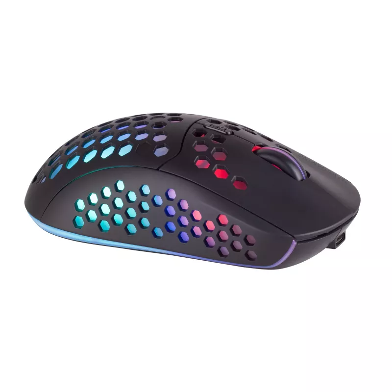 Mars Gaming MMW3, Bezprzewodowa mysz gamingowa, RGB Flow, Ultralekka 79 g, 3200 DPI, Czarna