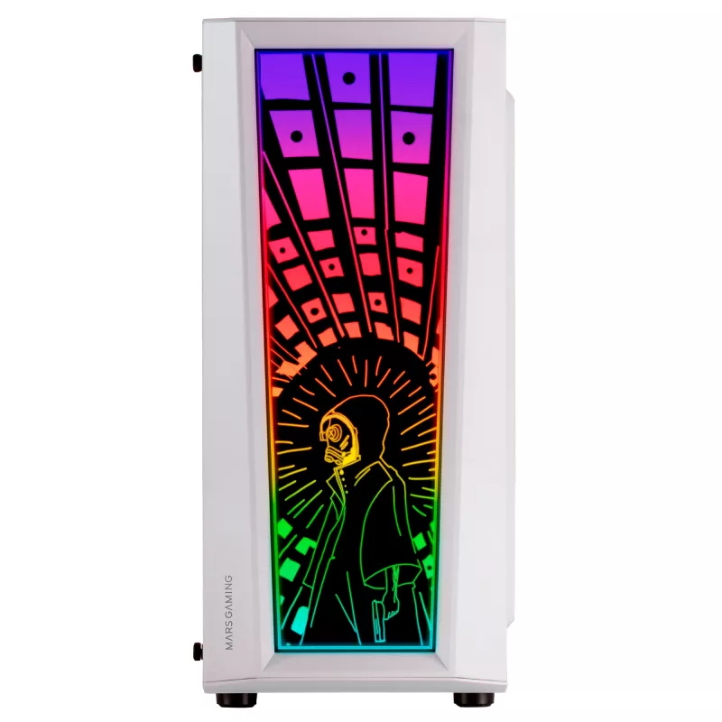 Mars Gaming MC-ART biały ATX obudowa gamingowa PC podwójnie rysowalna szkło hartowane ARGB 12 trybów wentylator 12 cm