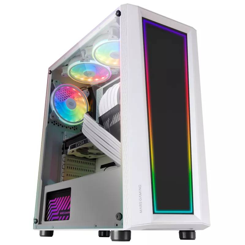 Mars Gaming MC-ART biały ATX obudowa gamingowa PC podwójnie rysowalna szkło hartowane ARGB 12 trybów wentylator 12 cm