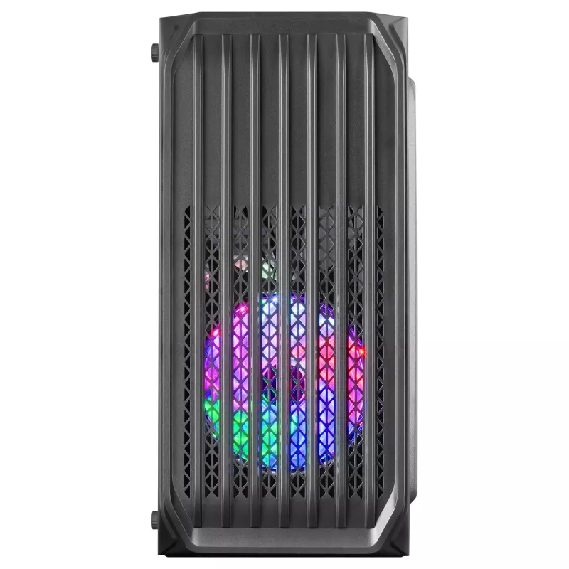 Mars Gaming MC-S2 Czarna Kompaktowa Obudowa Gamingowa Micro-ATX z 2 wentylatorami FRGB Rainbow, przednią kratką i pełnym panelem bocznym