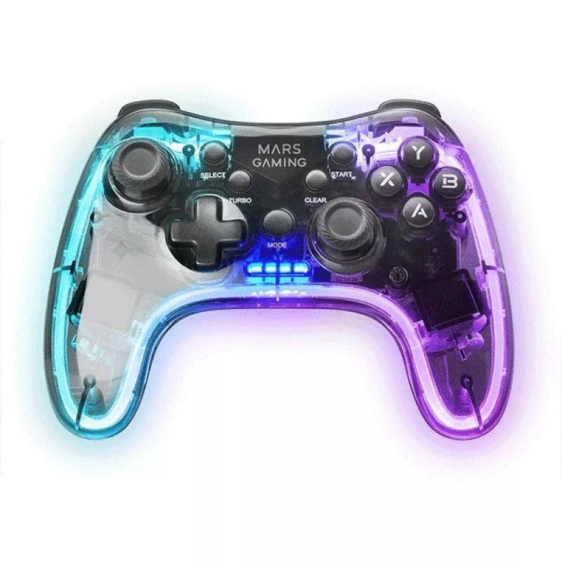 Mars Gaming MGP-24 Bezprzewodowy Gamepad 2.4GPRO Neon RGB Podwójna Wibracja Haptyczna Analogowe Drążki Kontroler dla PC PS3 PS4 XBOX360 Raspberry Pi Mac Android