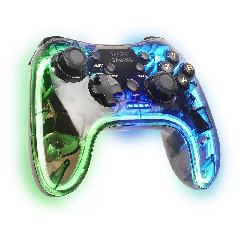 Mars Gaming MGP-24 Bezprzewodowy Gamepad 2.4GPRO Neon RGB Podwójna Wibracja Haptyczna Analogowe Drążki Kontroler dla PC PS3 PS4 XBOX360 Raspberry Pi Mac Android