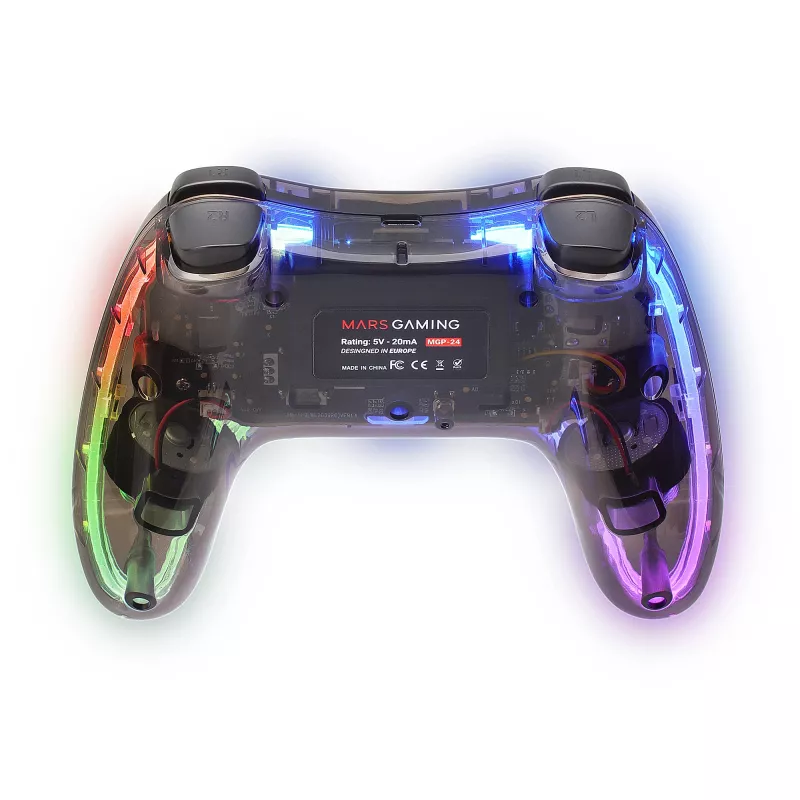 Mars Gaming MGP-24 Bezprzewodowy Gamepad 2.4GPRO Neon RGB Podwójna Wibracja Haptyczna Analogowe Drążki Kontroler dla PC PS3 PS4 XBOX360 Raspberry Pi Mac Android
