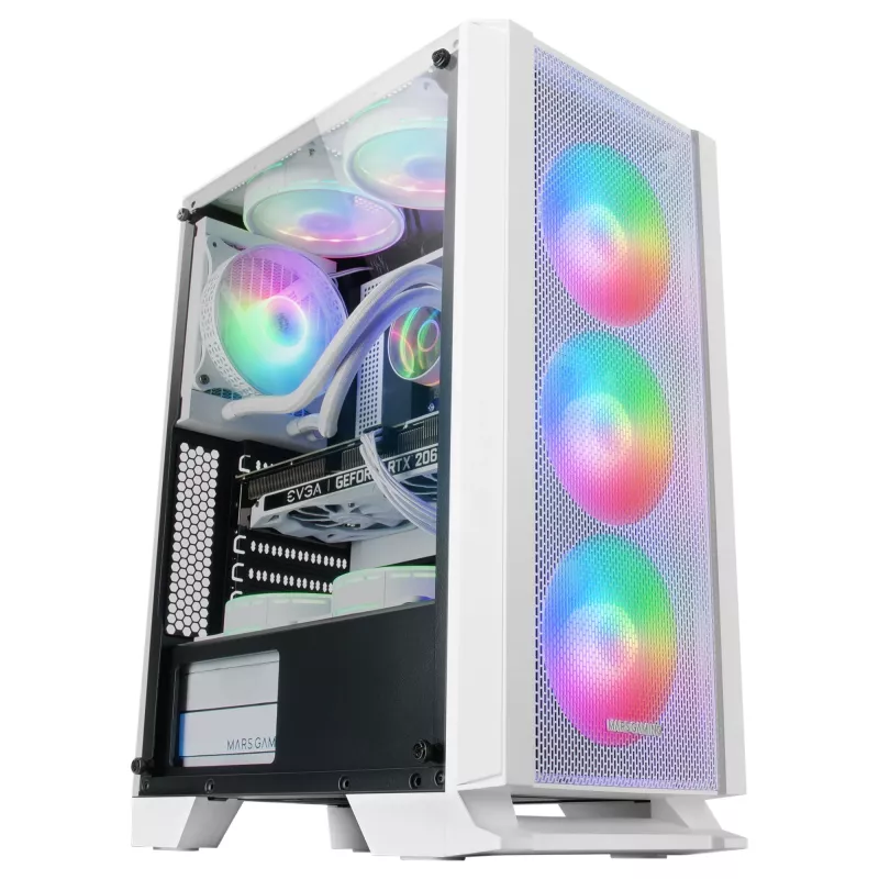 Mars Gaming MC-C biały PC ATX Case Metal-Mesh Front Panel Tempered Glass Window 3 Front FRGB 120mm Fans