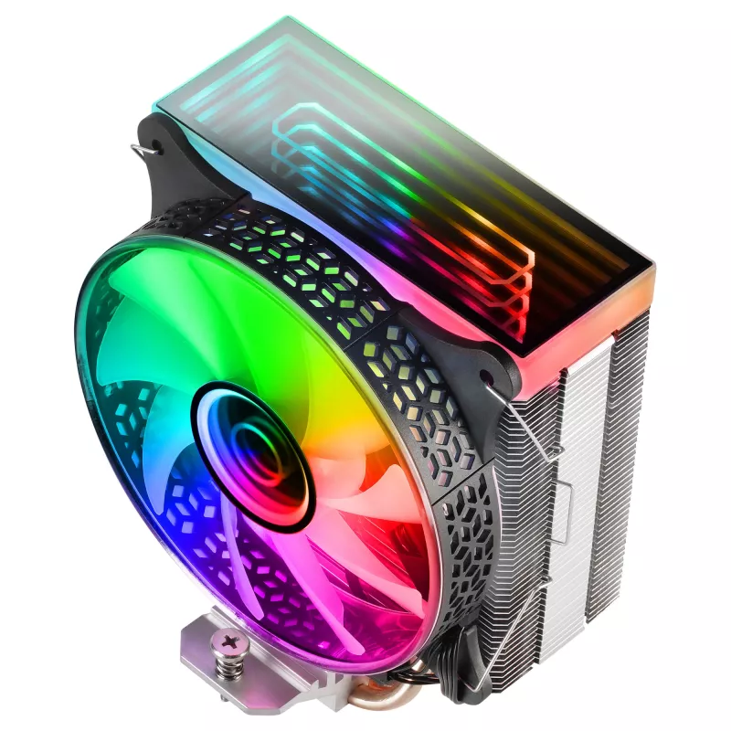 Mars Gaming MCPU-VR czarny radiator CPU podwójne lustro nieskończoności ARGB 4 rurki cieplne HCT 180 W TDP ultra-cichy wentylator PWM 12 cm