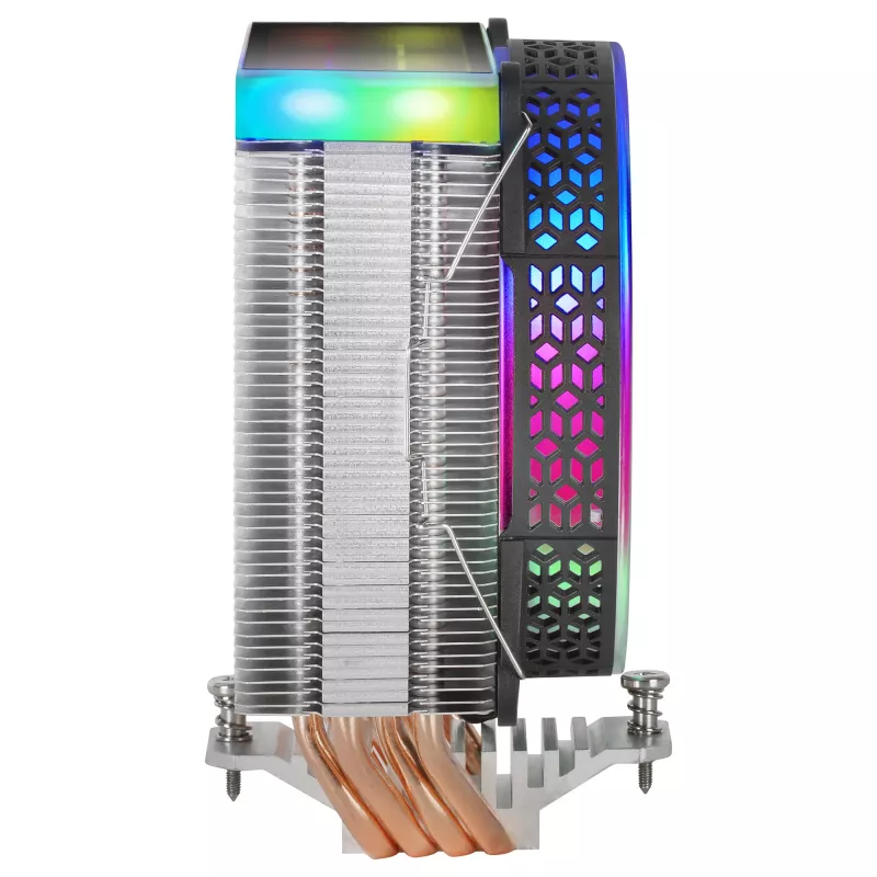Mars Gaming MCPU-VR czarny radiator CPU podwójne lustro nieskończoności ARGB 4 rurki cieplne HCT 180 W TDP ultra-cichy wentylator PWM 12 cm