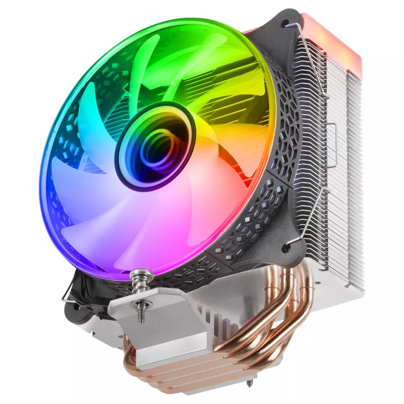 Mars Gaming MCPU-VR czarny radiator CPU podwójne lustro nieskończoności ARGB 4 rurki cieplne HCT 180 W TDP ultra-cichy wentylator PWM 12 cm