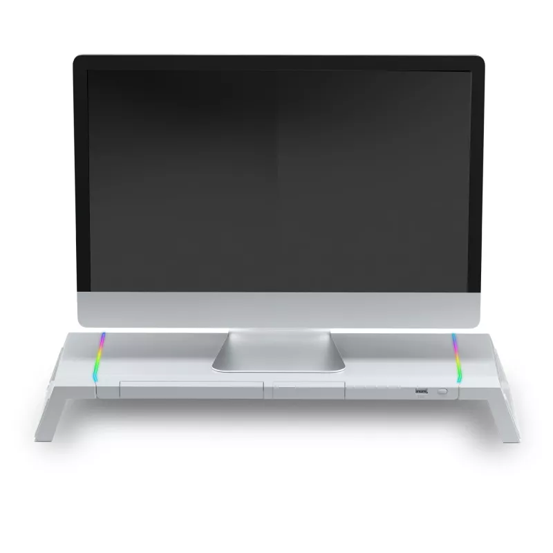 Mars Gaming MGS-ONE Biały Chroma RGB Stojak pod monitor Regulowany rozmiar Uchwyt na smartfon i tablet Przedni port USB 2.0