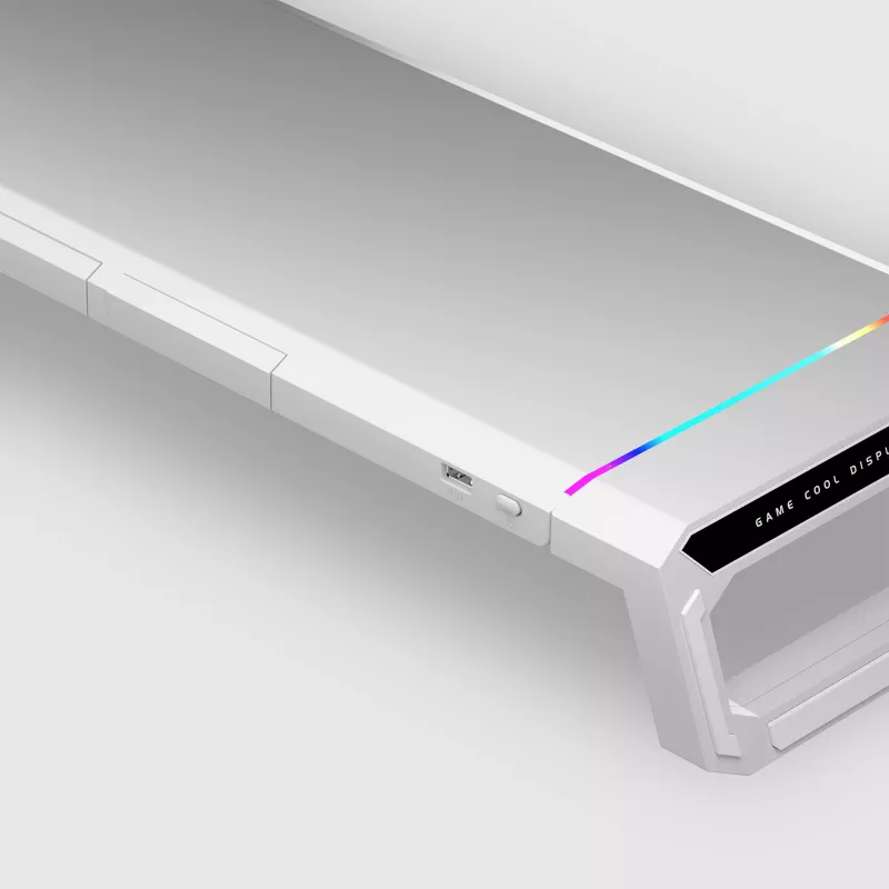 Mars Gaming MGS-ONE Biały Chroma RGB Stojak pod monitor Regulowany rozmiar Uchwyt na smartfon i tablet Przedni port USB 2.0
