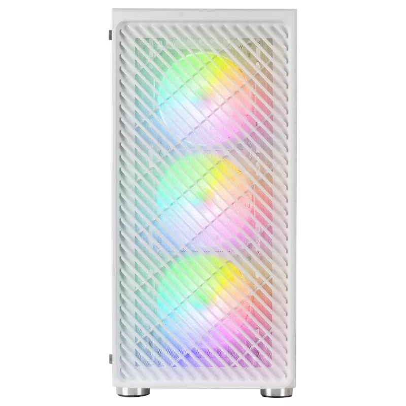Mars Gaming MC-F biały, ATX Gaming Semitower, Pełne okno z hartowanego szkła, Panel przedni Metal-Mesh, 4x wentylatory ARGB 120 mm