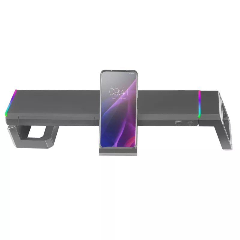 Mars Gaming MGS-ONE Czarny Chroma RGB Podstawka pod monitor regulowany rozmiar Uchwyt na smartfon i tablet Przedni port USB 2.0
