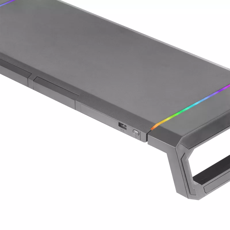 Mars Gaming MGS-ONE Czarny Chroma RGB Podstawka pod monitor regulowany rozmiar Uchwyt na smartfon i tablet Przedni port USB 2.0