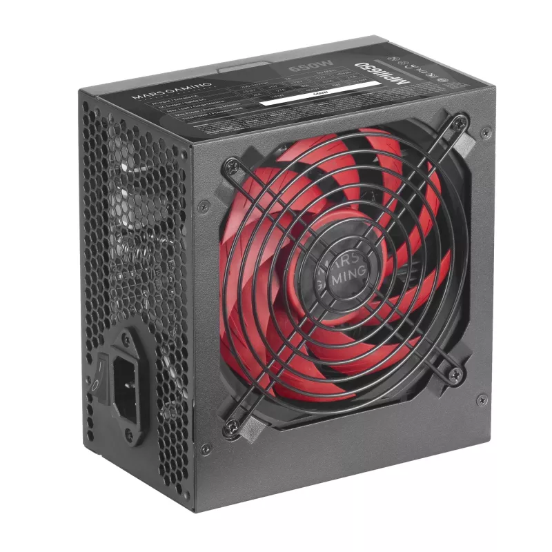 Mars Gaming MPIII650 PC ATX 650W Power Supply 5 Years Warranty Silent AI-RPM Technology 85% Efficiency Czarny