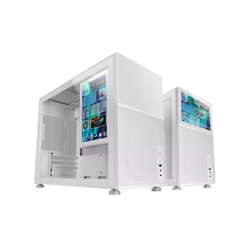 Mars Gaming MC-LCD obudowa Micro ATX mini tower ze szklanym panelem, biała