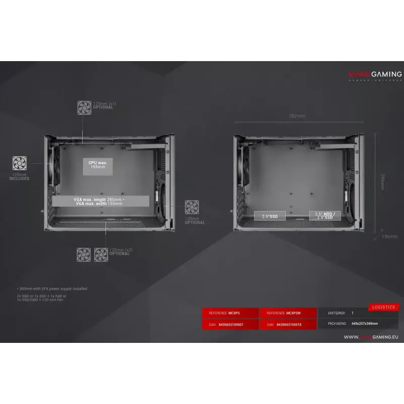 Obudowa komputerowa Mars Gaming MCXPSW mATX Biała