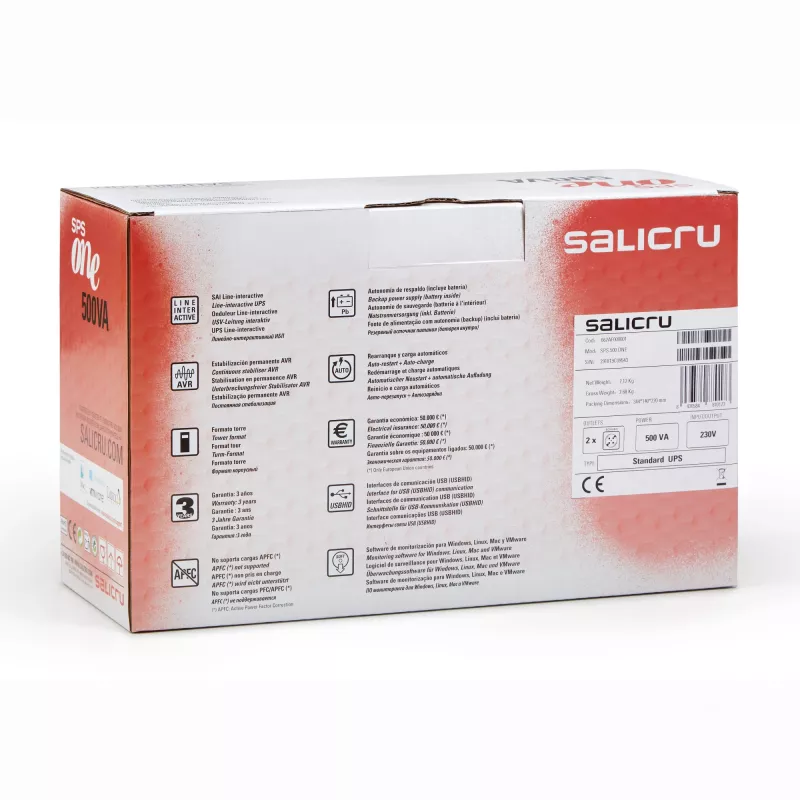 Salicru SPS 700 ONE, Line-Interactive, 0,7 kVA, 360 W, sinus, 162 V, 290 V