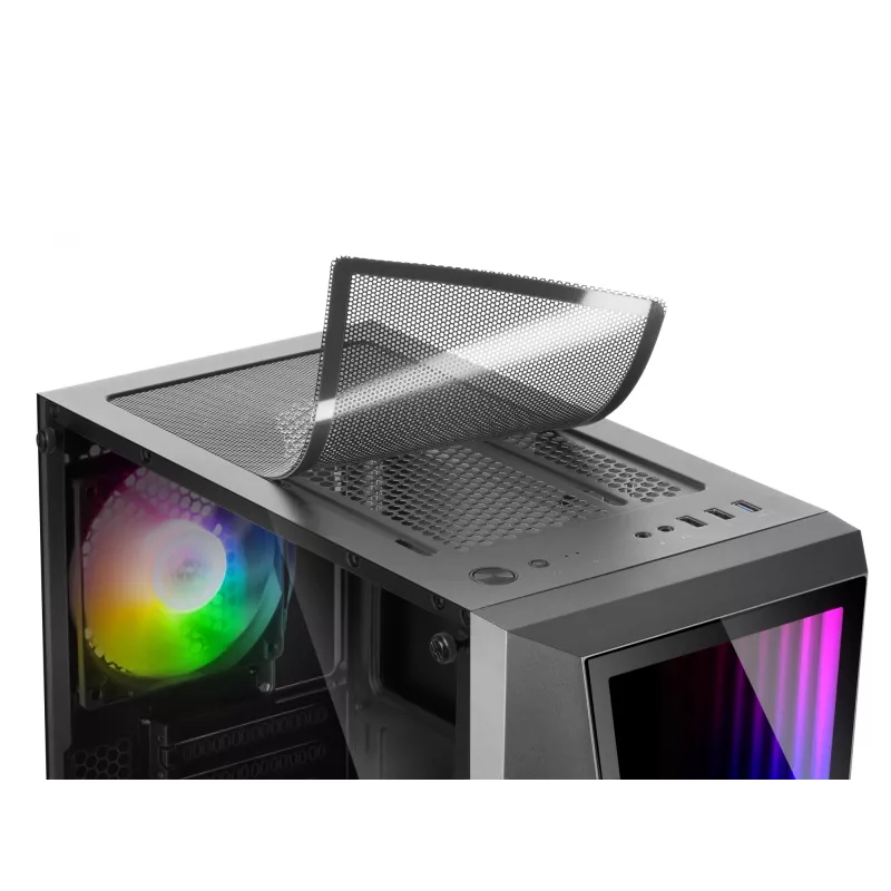 Mars Gaming MC777, Obudowa komputera ATX, Oświetlenie ARGB, Czarna, PC, Czarny, ATX, micro ATX, Mini-ITX, Niebieski, Zielony, Czerwony, 15,8 cm, 31,8 cm