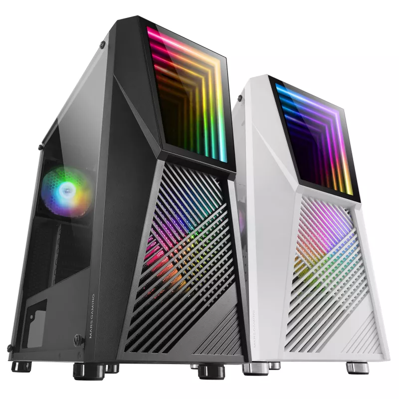 Mars Gaming MC777, Obudowa komputera ATX, Oświetlenie ARGB, Czarna, PC, Czarny, ATX, micro ATX, Mini-ITX, Niebieski, Zielony, Czerwony, 15,8 cm, 31,8 cm