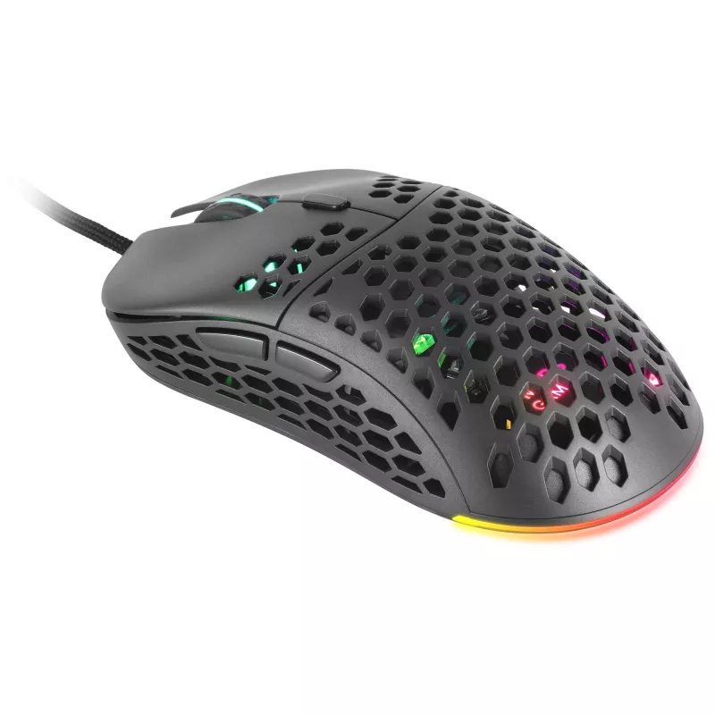 Mars Gaming MM55 Czarna Mysz Gamingowa RGB Chroma Ultra-lekka 55g 12800 DPI Przełączniki Mechaniczne HUANO