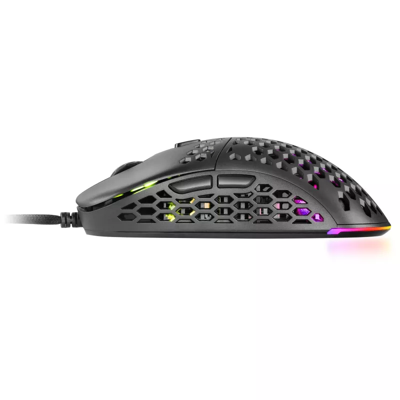 Mars Gaming MM55 Czarna Mysz Gamingowa RGB Chroma Ultra-lekka 55g 12800 DPI Przełączniki Mechaniczne HUANO