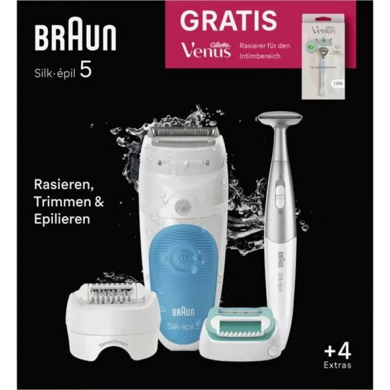 Braun Silk-épil 5 810 + Gillette Venus Trymer 28 pęset niebieski, biały