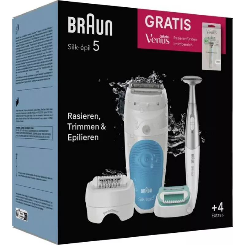 Braun Silk-épil 5 810 + Gillette Venus Trymer 28 pęset niebieski, biały