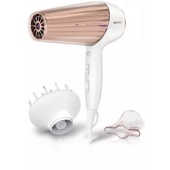 Suszarka do włosów Philips MoistureProtect Sensor HP8280/00 — 2300 W, silnik DC, 6 prędkości, funkcja jonizacji, chłodny nadmuch, fioletowo-biała