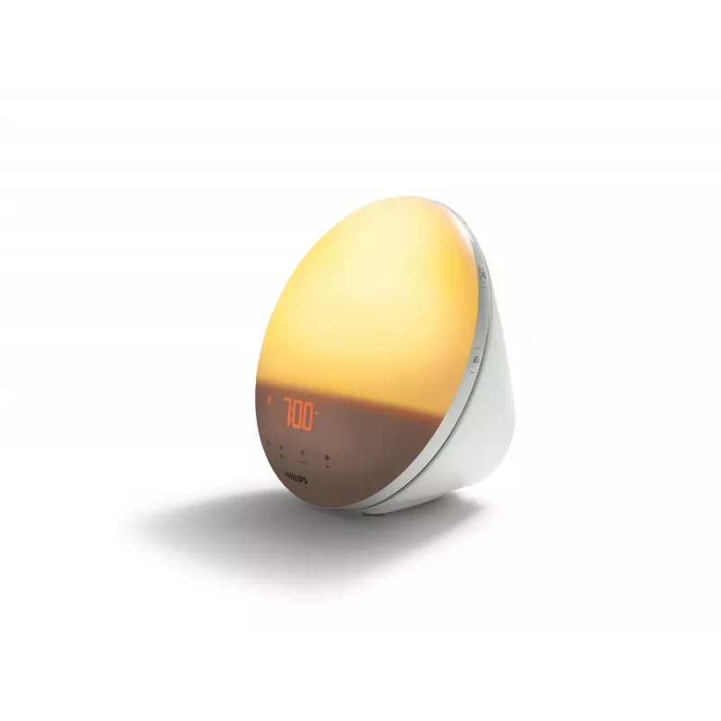 Budzik świetlny Philips SmartSleep HF3531/01 — Symulacja wschodu słońca LED, 300 lx, 7 dźwięków, drzemka 9 min