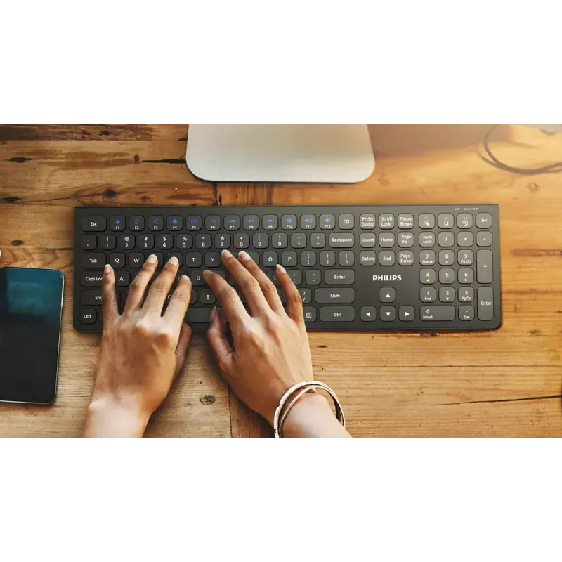 Philips serii 4000 SPT6407B/31 klawiatura Mysz w zestawie Uniwersalna RF Wireless + Bluetooth QWERTY Angielska Czarna