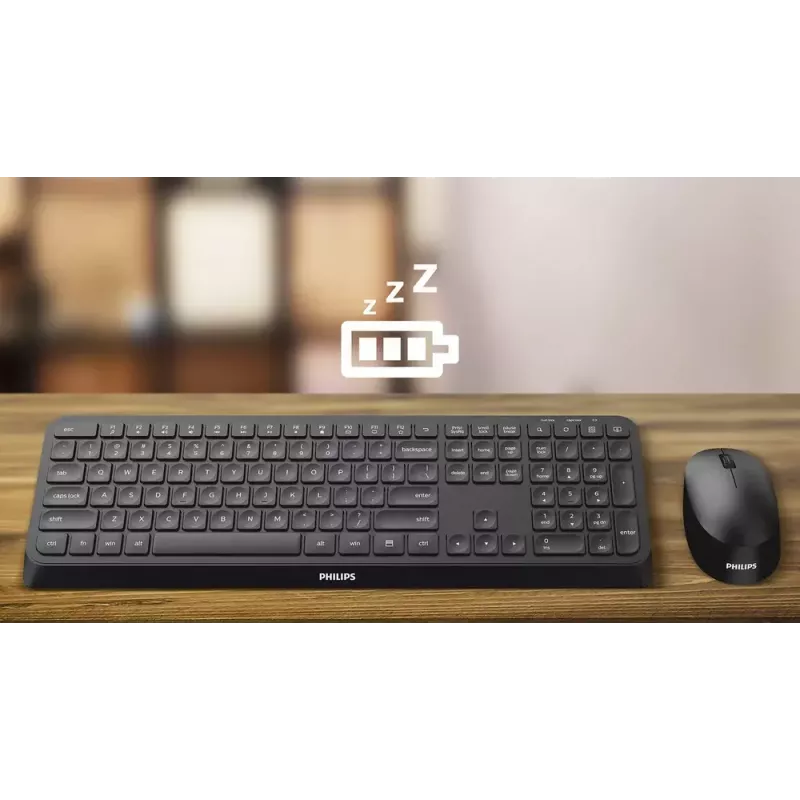 Klawiatura i mysz Philips serii 6000 SPT6607B/31 z myszką w zestawie uniwersalna RF Wireless + Bluetooth czarna