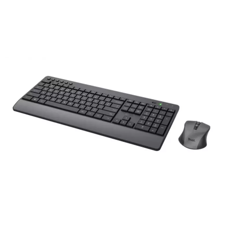 Trust TKM-450 Comfort Bezprzewodowy zestaw klawiatura i mysz, pełnowymiarowa (100%), bezprzewodowa, RF, układ QWERTY, czarna, mysz w zestawie