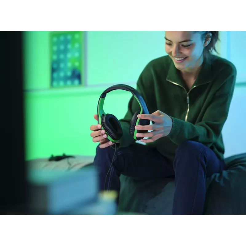 Trust GXT 415X ZIROX Zestaw słuchawkowy Przewodowy Head-band Gaming Czarny, Zielony