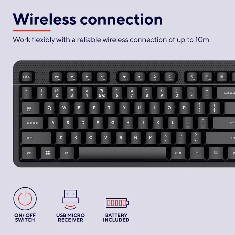 Klawiatura TRUST Ody II pełnowymiarowa bezprzewodowa RF QWERTY nordycka czarna