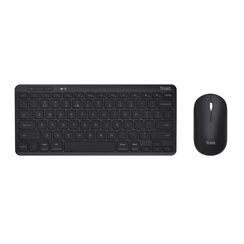 Trust Lyra klawiatura W zestawie mysz Biuro RF Wireless + Bluetooth AZERTY Belgijski Czarny