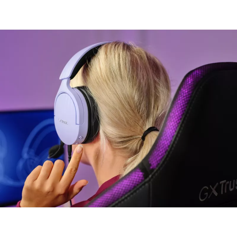 Trust GXT 489P FAYZO Zestaw słuchawkowy Przewodowy Nagłowny Gaming Czarny, Fioletowy