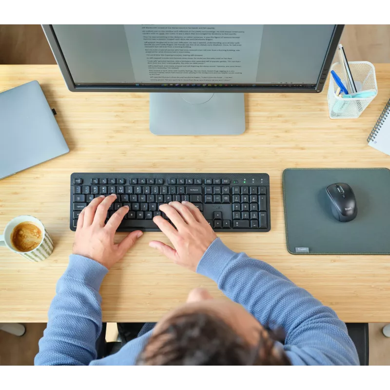 Trust Ody II klawiatura Mysz w zestawie Biurowa RF Wireless AZERTY Belgijska Czarny