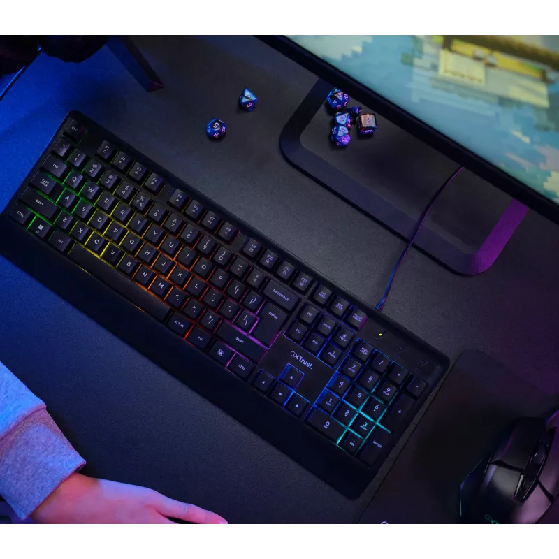 Trust GXT 792 Quadrox klawiatura Mysz w zestawie Gaming USB QWERTY Belgijska Czarna