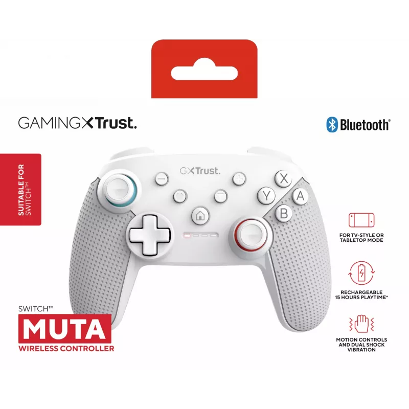 Trust GXT 1246W MUTA biały Bluetooth Gamepad Nintendo Switch, Nintendo Switch Lite