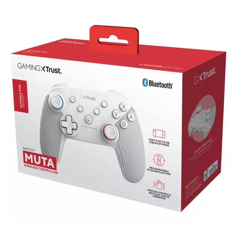 Trust GXT 1246W MUTA biały Bluetooth Gamepad Nintendo Switch, Nintendo Switch Lite