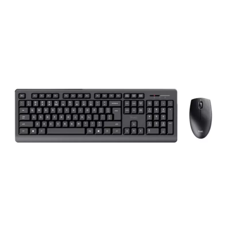 Bezprzewodowy zestaw klawiatura i mysz TRUST Primo – pełnowymiarowa klawiatura membranowa QWERTY, bezprzewodowa RF, czarna, zawiera mysz